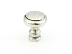 Schaub And Company Artifex Rustic 1-1/8" Mushroom Round Britannium Pewter Cabinet Knob - Made In Italy Natural Britannium