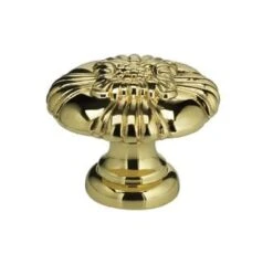 Omnia Ornate 1-5/8 Inch Mushroom Cabinet Knob Polished Brass