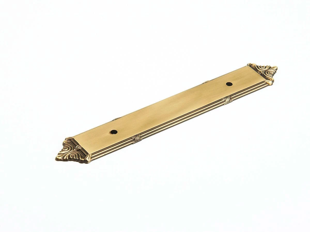 Schaub And Company Versailles 3-3/4" (96mm) Center To Center French Baroque Solid Brass Cabinet Handle Backplate With 2 Holes Antique Light Polished 3 Schaub And Company Versailles 3-3/4" (96mm) Center To Center French Baroque Solid Brass Cabinet Handle Backplate With 2 Holes Antique Light Polished