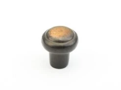 Schaub And Company Mountain 1-3/8" Rustic Ridged Mushroom Solid Bronze Cabinet Knob - Made In Italy Italian Nickel -Cabinet Hardware Store 781 AZ