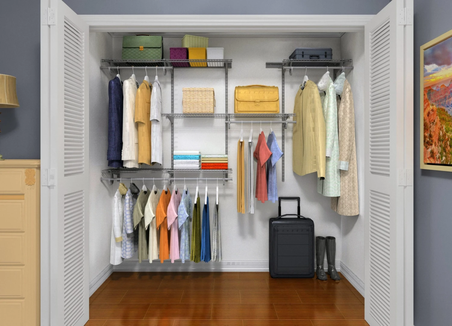 ClosetMaid ShelfTrack 5 To 8 Foot Wide Closet System Kit With 4 Stainless Steel Shelves Satin Chrome 6 ClosetMaid ShelfTrack 5 To 8 Foot Wide Closet System Kit With 4 Stainless Steel Shelves Satin Chrome - Image 4