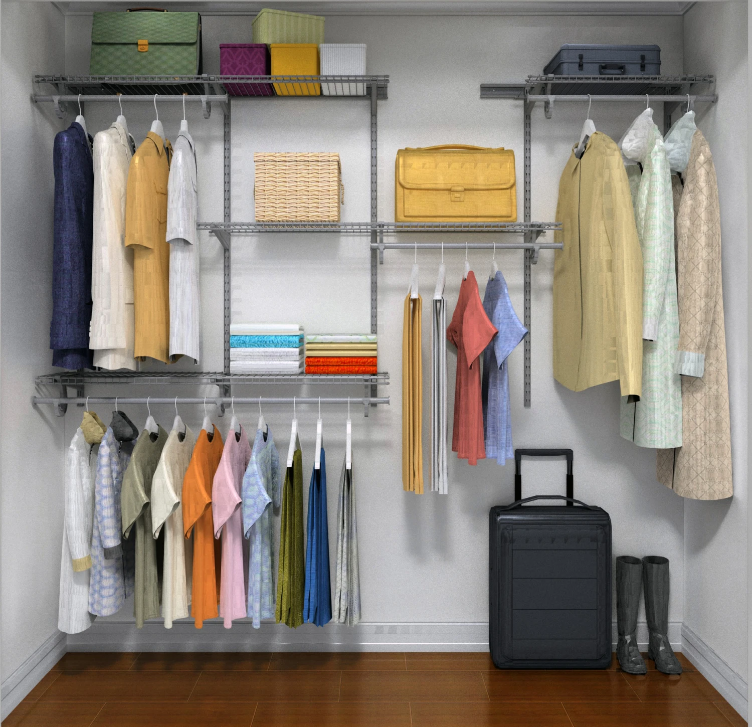 ClosetMaid ShelfTrack 5 To 8 Foot Wide Closet System Kit With 4 Stainless Steel Shelves Satin Chrome 7 ClosetMaid ShelfTrack 5 To 8 Foot Wide Closet System Kit With 4 Stainless Steel Shelves Satin Chrome - Image 5