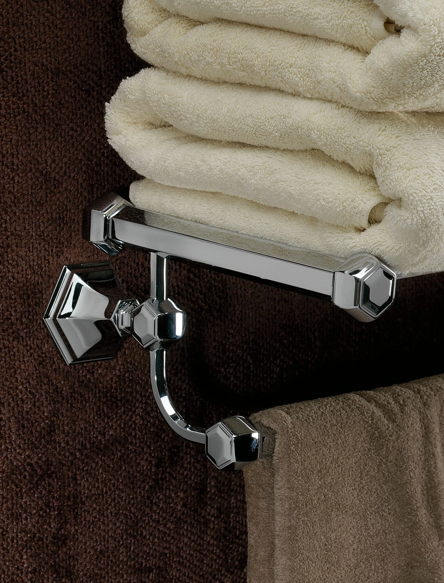 Alno Nicole 26"W Towel Rack Shelf With Towel Bar - Made From Solid Brass Barcelona 4 Alno Nicole 26"W Towel Rack Shelf With Towel Bar - Made From Solid Brass Barcelona - Image 2