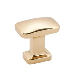 Alno Cloud 1" Solid Brass Modern Convex Rectangle "T" Cabinet Knob / Drawer Knob Polished Brass