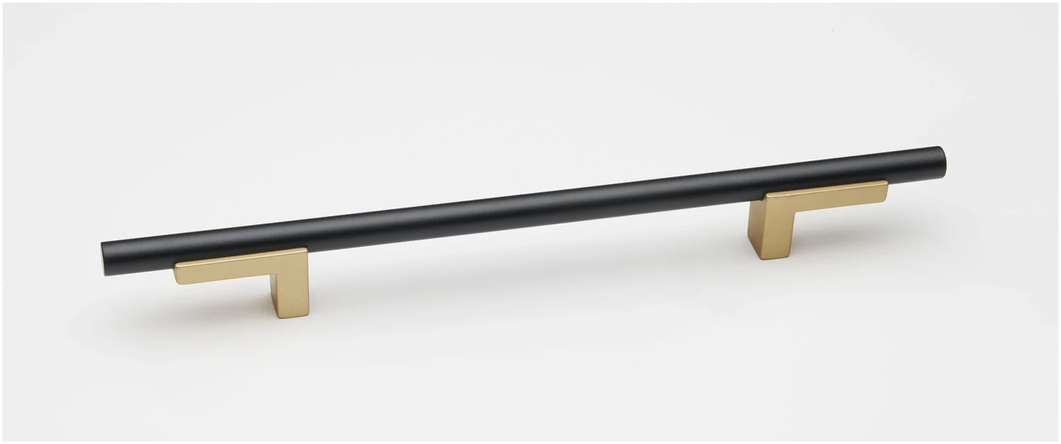 Alno Vita Bella 6" Center To Center Modern Smooth Bar Cabinet Pull With "L" Posts Matte Nickel / Matte Black 5 Alno Vita Bella 6" Center To Center Modern Smooth Bar Cabinet Pull With "L" Posts Matte Nickel / Matte Black - Image 3