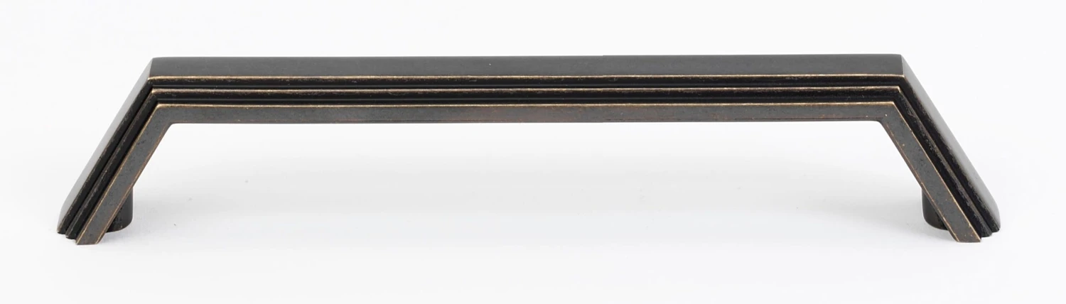 Alno Nicole 4" Center To Center Modern Angled Ridged Cabinet Handle / Drawer Pull Satin Nickel 5 Alno Nicole 4" Center To Center Modern Angled Ridged Cabinet Handle / Drawer Pull Satin Nickel - Image 3