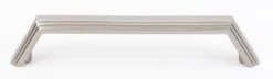 Alno Nicole 4" Center To Center Modern Angled Ridged Cabinet Handle / Drawer Pull Satin Nickel
