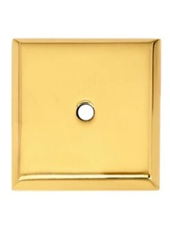 Alno Traditional 1-1/4 Inch Square Cabinet Knob Solid Brass Backplate Polished Brass