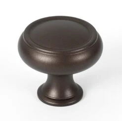 Alno Charlies 1-1/2 Inch Ringed Round Mushroom Solid Forged Brass Cabinet Knob Antique English -Cabinet Hardware Store alno a626 38 chbrz