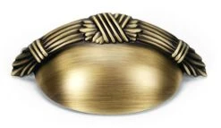 Alno Ribbon & Reed 3 Inch Center To Center Decorative Shell Cup Cabinet Pull Antique English Matte