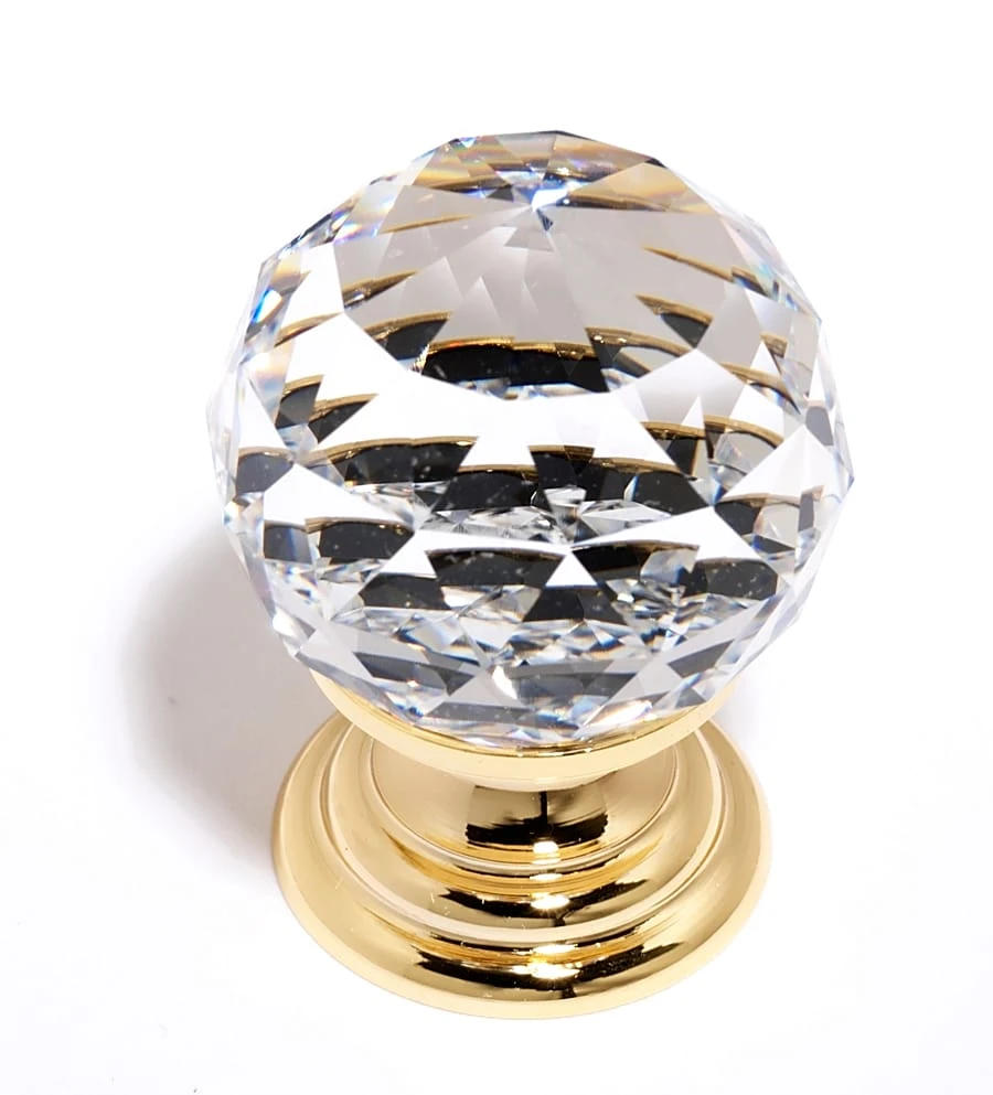 Alno Faceted 1-1/4 Inch Round Crystal Ball Luxury Cabinet Knob Gold 3 Alno Faceted 1-1/4 Inch Round Crystal Ball Luxury Cabinet Knob Gold