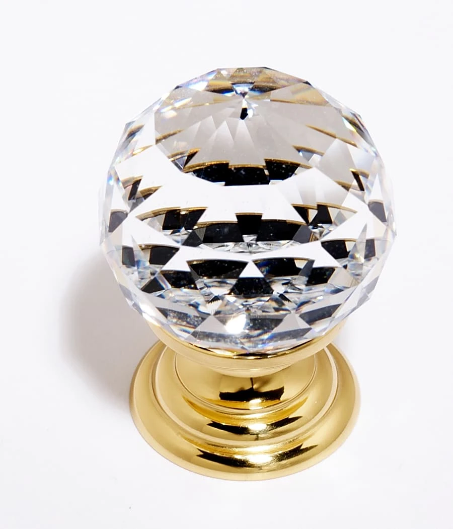 Alno Faceted 1-1/4 Inch Round Crystal Ball Luxury Cabinet Knob Gold 6 Alno Faceted 1-1/4 Inch Round Crystal Ball Luxury Cabinet Knob Gold - Image 4
