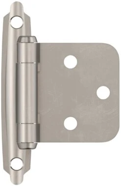 Amerock Functional Hardware 3/8 Inch Inset Surface Mount Cabinet Door Hinge With 105 Degree Opening Angle And Self Close Function - Pack Of 10 Satin Nickel