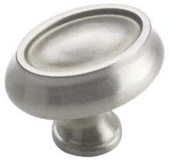 Amerock Manor 1-1/2 Inch Long Oval Cabinet Knob - Package Of 10 Satin Nickel