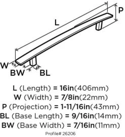 Amerock Cyprus 12 Inch Center To Center Appliance Pull Oil Rubbed Bronze -Cabinet Hardware Store amerock bp26206 dimensions 441