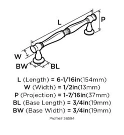 Amerock Crawford 5 Inch (128mm) Center To Center Bar Cabinet Pull Golden Champagne -Cabinet Hardware Store amerock bp36594 dimensions of angle view 1108