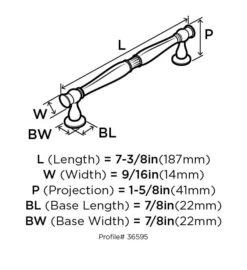 Amerock Crawford 6-5/16 Inch Center To Center Bar Cabinet Pull Golden Champagne -Cabinet Hardware Store amerock bp36595 dimensions of angle view 1115