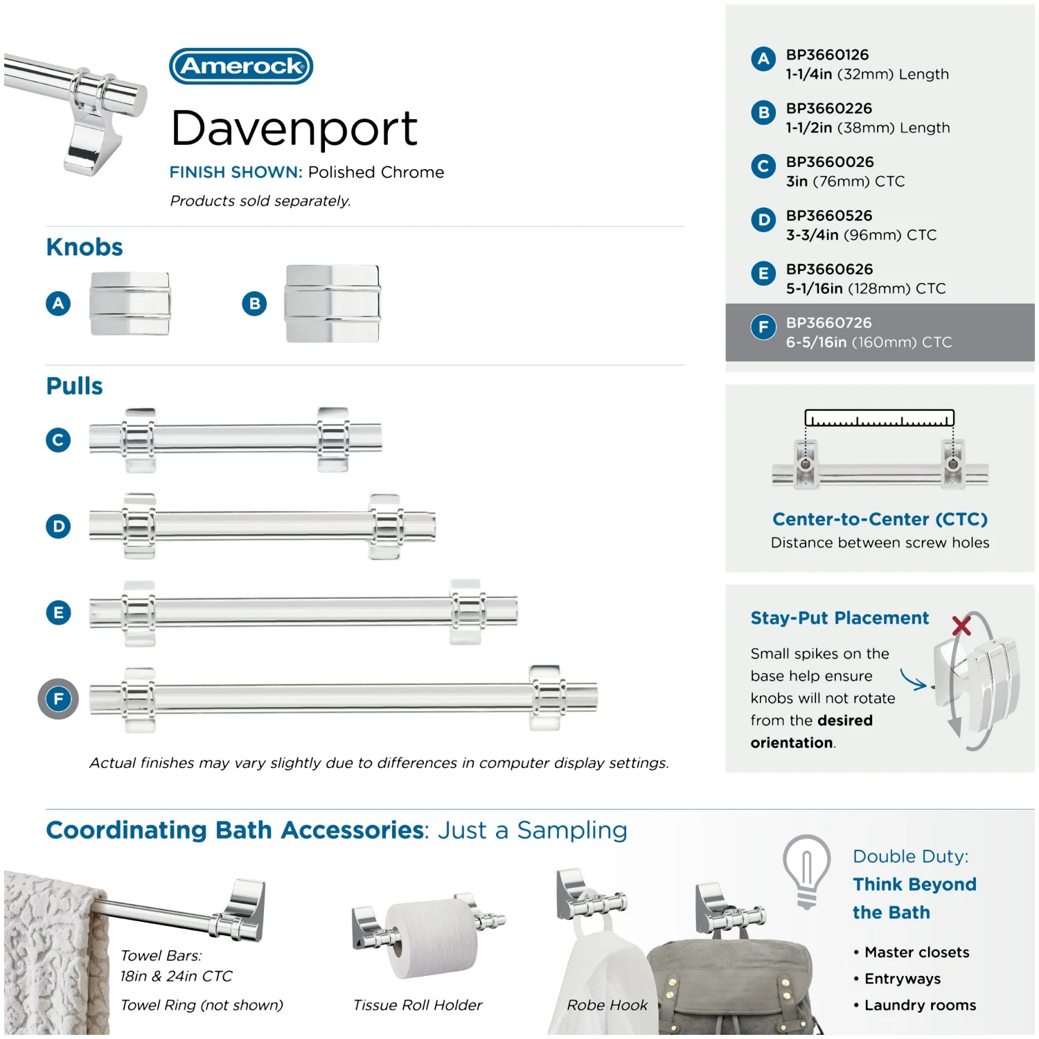 Amerock Davenport 6-5/16 Inch Center To Center Bar Cabinet Pull Polished Chrome 22 Amerock Davenport 6-5/16 Inch Center To Center Bar Cabinet Pull Polished Chrome - Image 20