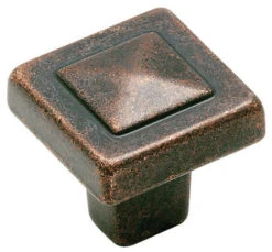 Amerock Forgings 1-1/8 Inch Square Cabinet Knob Rustic Bronze