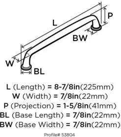 Amerock Kane 8 Inch Center To Center Appliance Pull Oil Rubbed Bronze -Cabinet Hardware Store amerock bp53804 dimensions 506