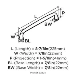 Amerock Kane 8 Inch Center To Center Appliance Pull Oil Rubbed Bronze -Cabinet Hardware Store amerock bp53804 dimensions of angle view 1971