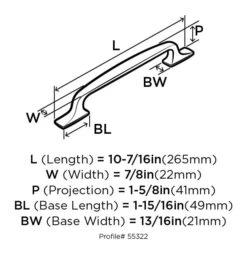 Amerock Highland Ridge 8 Inch Center To Center Appliance Pull Black Bronze -Cabinet Hardware Store amerock bp55322 dimensions of angle view 2363