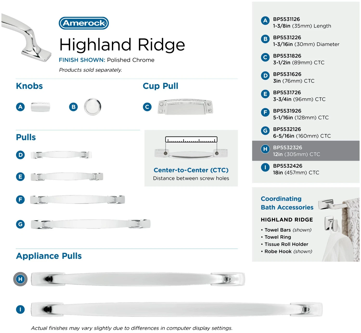Amerock Highland Ridge 12 Inch Center To Center Appliance Pull Polished Nickel 5 Amerock Highland Ridge 12 Inch Center To Center Appliance Pull Polished Nickel - Image 3