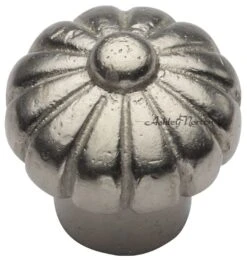 Ashley Norton Solid Bronze 1-3/8" Round Flower Cabinet Knob Drawer Knob White Bronze