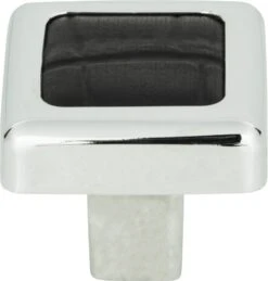Atlas Homewares Paradigm 1-1/4 Inch Square Cabinet Knob Chrome / Black Croc Leather