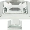 Atlas Homewares Crystal 1-5/16 Inch Square Cabinet Knob Polished Chrome
