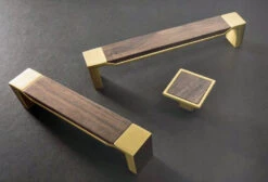 Belwith Keeler Fuse 12" Center To Center Urban Wood And Metal Appliance Handle / Appliance Pull Brushed Golden Brass / Black Wood -Cabinet Hardware Store belwith fuse life1