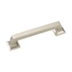 Belwith Keeler Studio 5-1/16" Center To Center Solid Brass Square Cabinet Handle / Drawer Pull Satin Nickel