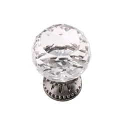 Belwith Keeler Chautauqua 1-3/8" Round Faceted Gem Glass Cabinet Knob / Drawer Knob Polished Nickel / Glass -Cabinet Hardware Store belwith keeler b074589 glan 1226618