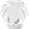 Belwith Keeler Luster 1-1/4 Inch Round Fluted Glass Vintage Cabinet Knob / Drawer Knob Glass With Chrome