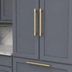 Belwith Keeler Sinclaire 12" Center To Center Modern Industrial Ridged Appliance Bar Handle / Appliance Bar Pull Matte Black / Brushed Golden Brass -Cabinet Hardware Store belwith keeler b077113 alternate image 1232