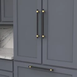 Belwith Keeler Sinclaire 12" Center To Center Modern Industrial Ridged Appliance Bar Handle / Appliance Bar Pull Matte Black / Brushed Golden Brass -Cabinet Hardware Store belwith keeler b077113 alternate image 1250