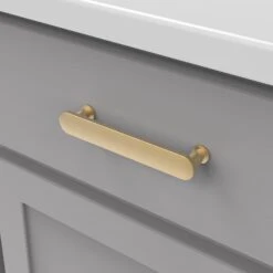 Belwith Keeler Anders 5-1/16" Center To Center Flat Oval Bar Mid-Century Modern Cabinet Handle / Drawer Pull Satin Nickel -Cabinet Hardware Store belwith keeler b078790 alternate image 2181