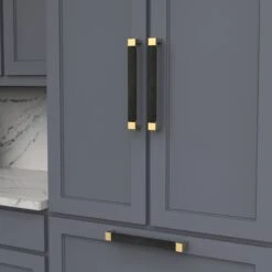 Belwith Keeler Fuse 12" Center To Center Urban Wood And Metal Appliance Handle / Appliance Pull Brushed Golden Brass / Black Wood -Cabinet Hardware Store belwith keeler b079354 alternate image 2381