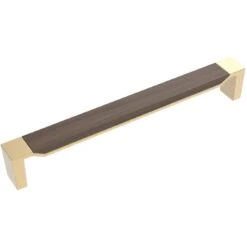 Belwith Keeler Fuse 12" Center To Center Urban Wood And Metal Appliance Handle / Appliance Pull Brushed Golden Brass / Black Wood -Cabinet Hardware Store belwith keeler b079354wn bgb mn