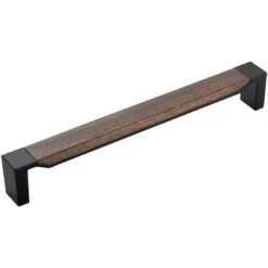 Belwith Keeler Fuse 12" Center To Center Urban Wood And Metal Appliance Handle / Appliance Pull Brushed Golden Brass / Black Wood -Cabinet Hardware Store belwith keeler b079354wn mb mn