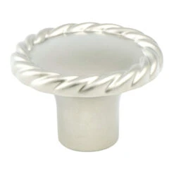Berenson Maestro 1-3/8 Inch Mushroom Cabinet Knob With Rope Design Edge Satin Nickel