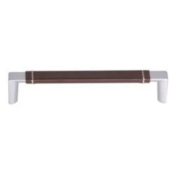 Beyerle Cocoa Strada Leather 6-13/16 Inch Center To Center Handle Cabinet Pull