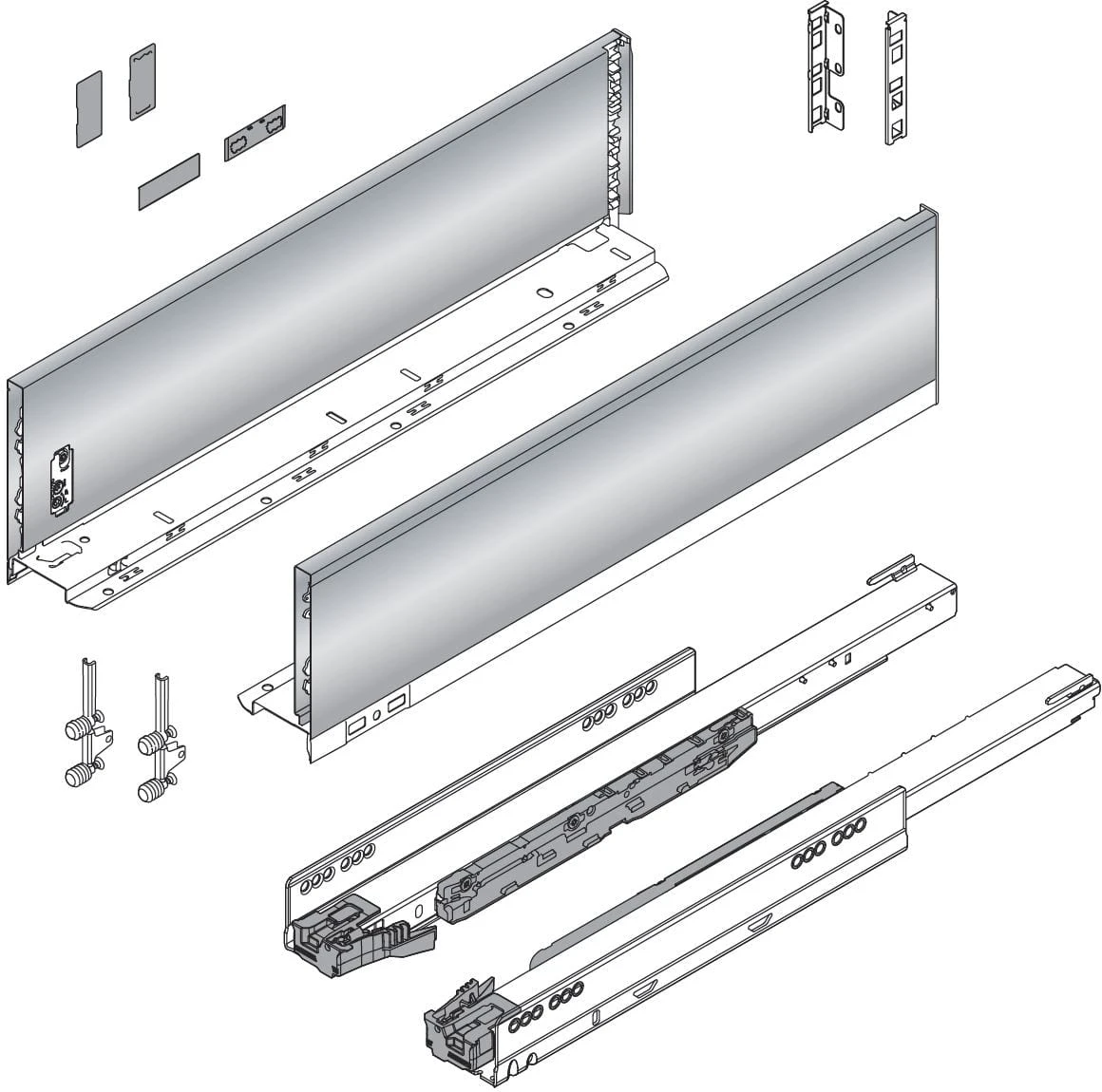 Blum LEGRABOX 18" L X 5-1/16" H Full Extension Concealed Drawer System Kit Orion Gray 4 Blum LEGRABOX 18" L X 5-1/16" H Full Extension Concealed Drawer System Kit Orion Gray - Image 2