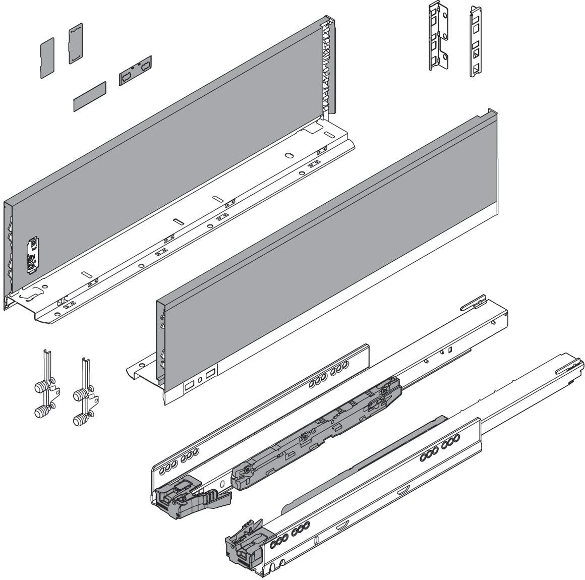 Blum LEGRABOX 18" L X 5-1/16" H Full Extension Concealed Drawer System Kit Orion Gray 5 Blum LEGRABOX 18" L X 5-1/16" H Full Extension Concealed Drawer System Kit Orion Gray - Image 3