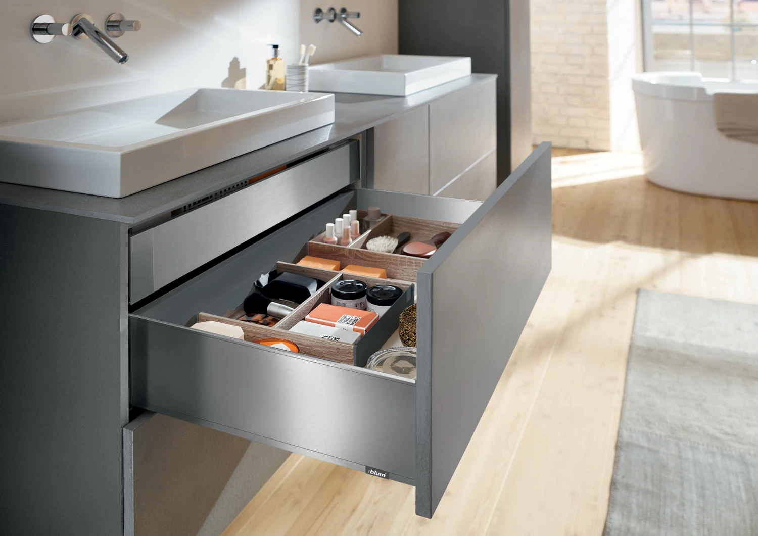 Blum LEGRABOX 18" L X 5-1/16" H Full Extension Concealed Drawer System Kit Orion Gray 8 Blum LEGRABOX 18" L X 5-1/16" H Full Extension Concealed Drawer System Kit Orion Gray - Image 6