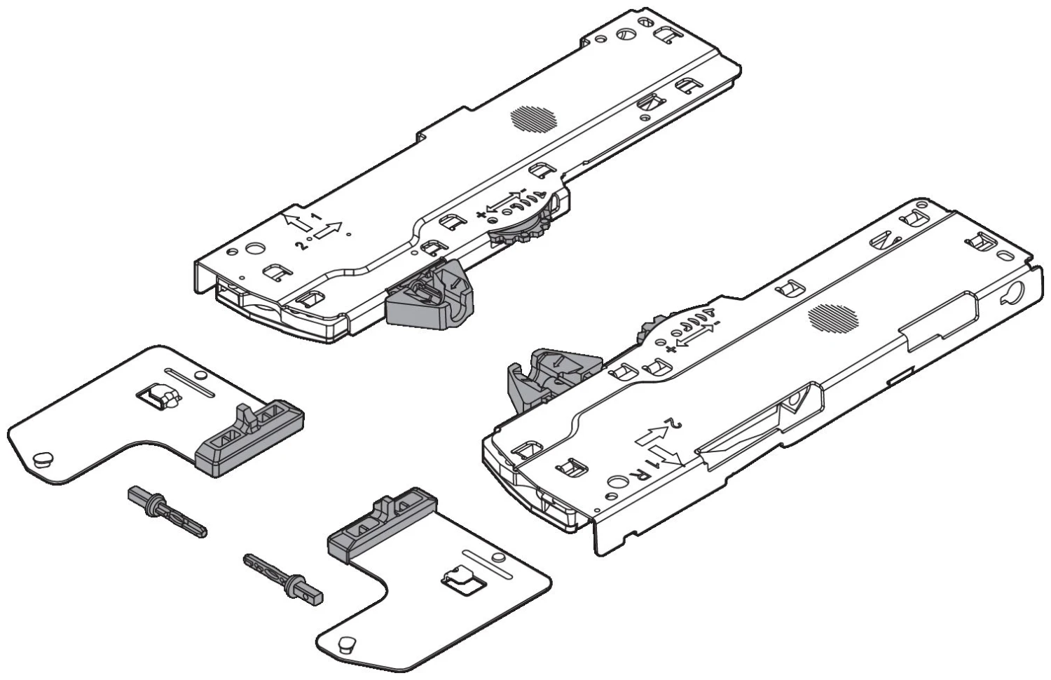 Blum BLUMOTION 15 Inch To 21 Inch TIP-ON Kit Light Gray 3 Blum BLUMOTION 15 Inch To 21 Inch TIP-ON Kit Light Gray