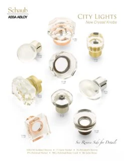 Schaub And Company City Lights 1-3/4" Traditional Faceted Glass Designer Cabinet Knob With Solid Brass Base Polished Rose Gold -Cabinet Hardware Store city lights new