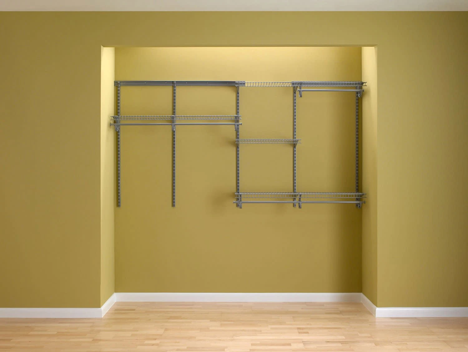 ClosetMaid ShelfTrack 5 To 8 Foot Wide Closet System Kit With 4 Stainless Steel Shelves Satin Chrome 4 ClosetMaid ShelfTrack 5 To 8 Foot Wide Closet System Kit With 4 Stainless Steel Shelves Satin Chrome - Image 2