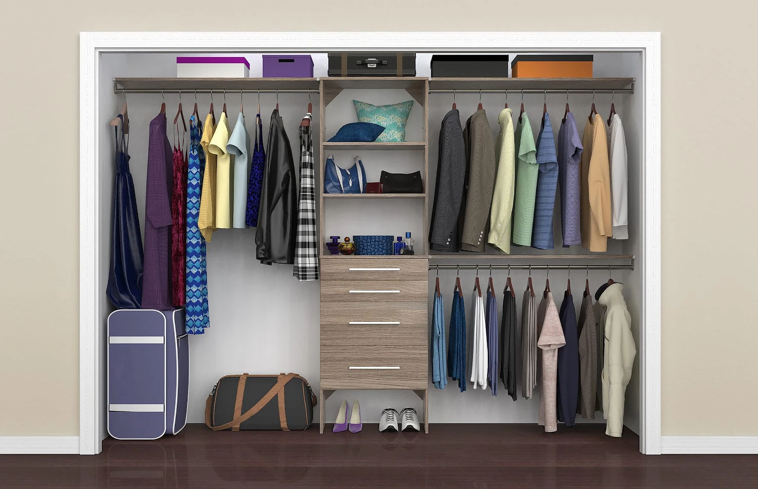 ClosetMaid SuiteSymphony 7 To 10 Foot Wide Closet System Kit With 4 Modern Style Drawers Natural Gray 7 ClosetMaid SuiteSymphony 7 To 10 Foot Wide Closet System Kit With 4 Modern Style Drawers Natural Gray - Image 5