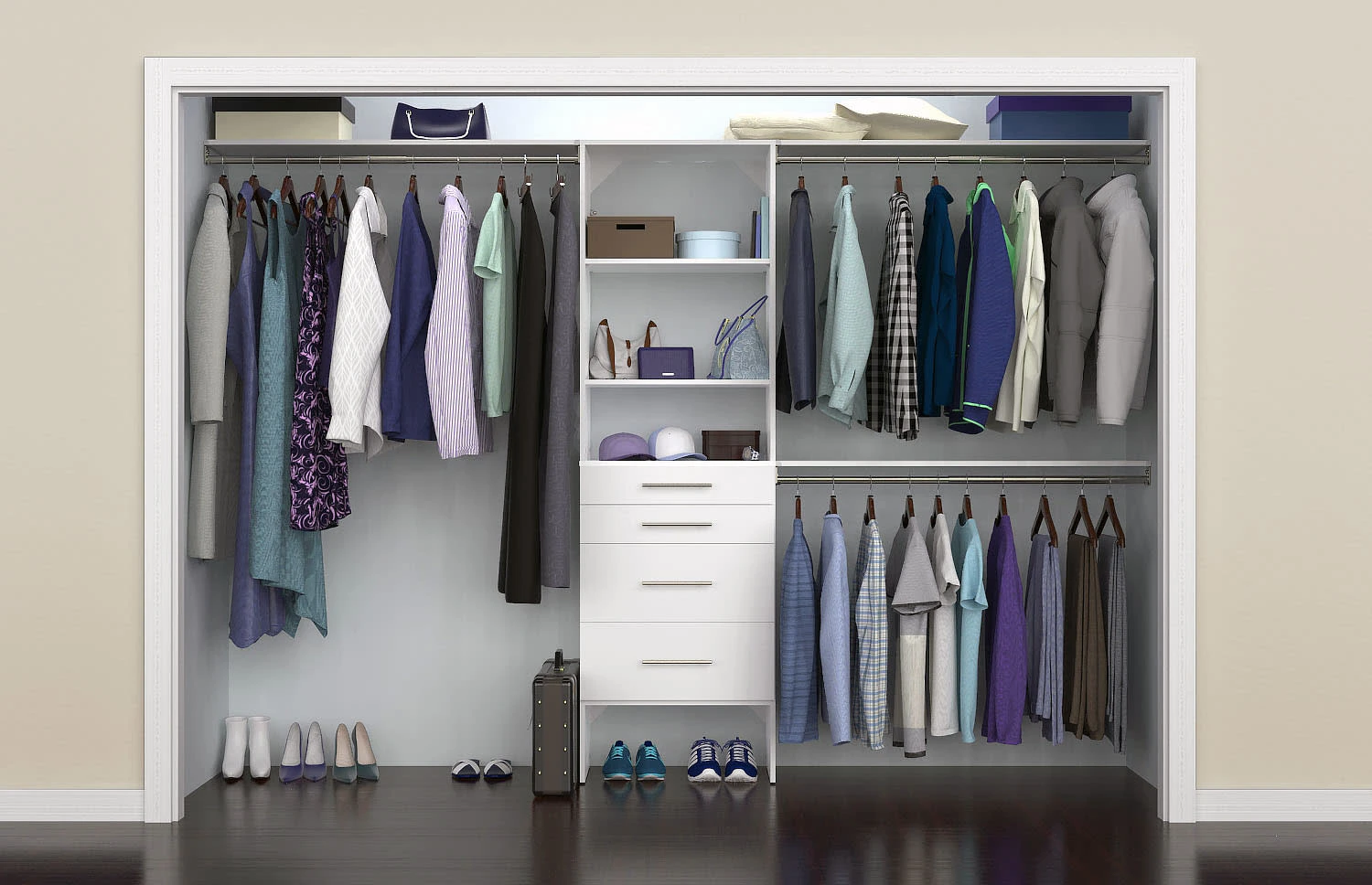 ClosetMaid SuiteSymphony 7 To 10 Foot Wide Closet System Kit With 4 Modern Style Drawers Natural Gray 9 ClosetMaid SuiteSymphony 7 To 10 Foot Wide Closet System Kit With 4 Modern Style Drawers Natural Gray - Image 7